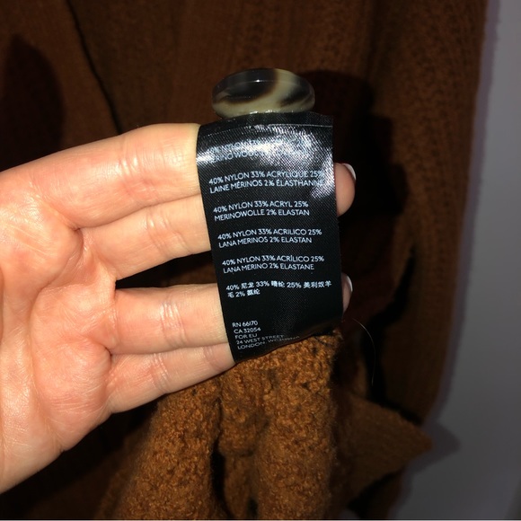 Anthropologie Burnt Brown Merino Wool Blend Cardigan - Picture 4 of 6